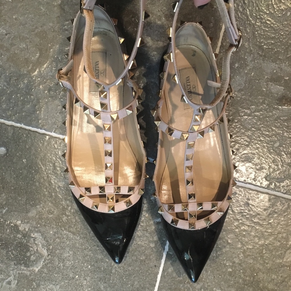 Valentino Rockstud Ankle Strap Flats - SOLD ON TRS